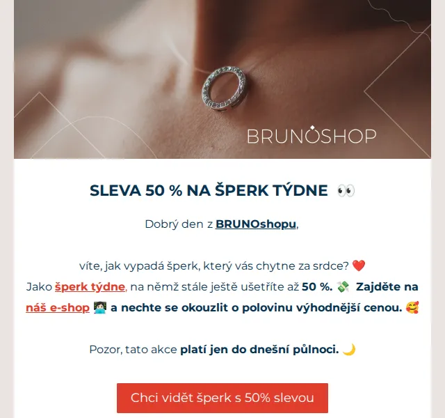 BRUNOshop: náhrdelník Srdíčko s kroužkem – 50% sleva – červenec 2026 | Nuslet.cz