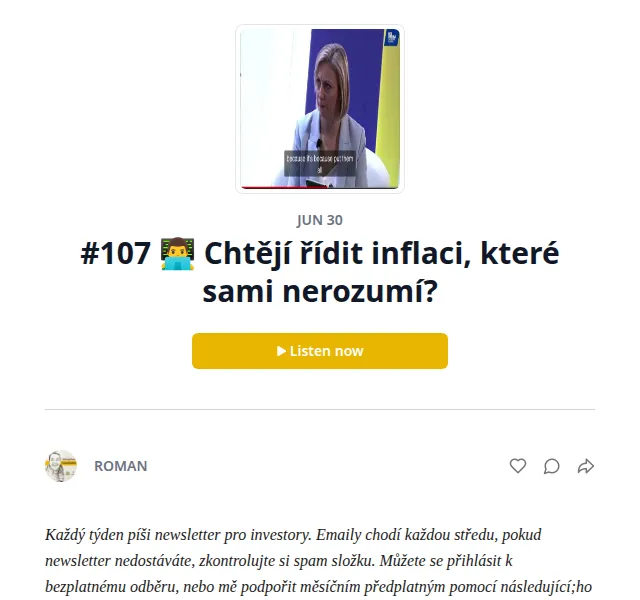 Substack: Investiční newsletter – červen 2026 | Nuslet.cz