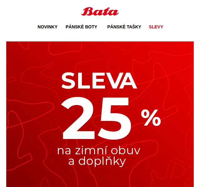 Baťa: 25% sleva s kódem zima25cz – červen 2026 | Nuslet.cz