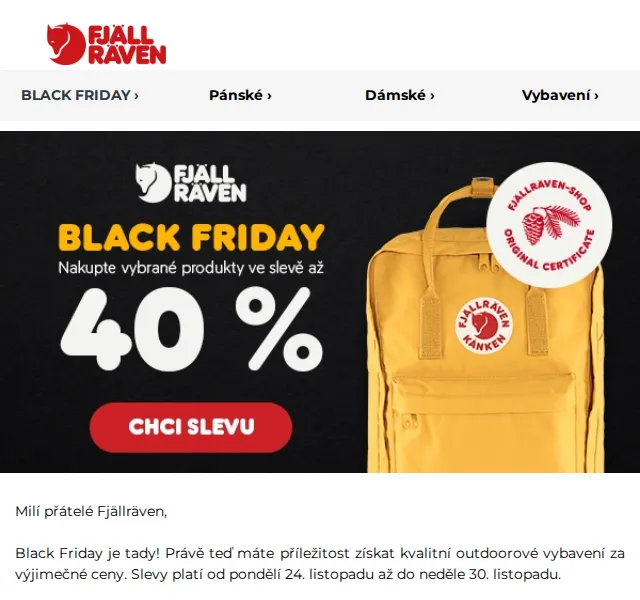 Fjallraven-shop: Slevy až 40 % na Black Friday – červenec 2026 | Nuslet.cz
