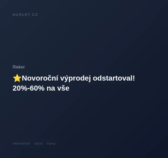 Rieker: Novoroční výprodej 20 % – 60 % na vše – leden 2022 | Nuslet.cz