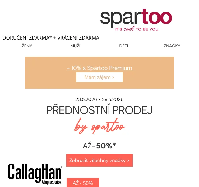 Spartoo.cz: Sleva až -50% na DC Shoes, CallagHan – květen 2026