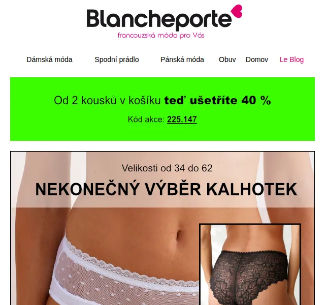 Blancheporte: spodní prádlo se slevou 40 % – červenec 2025 | Nuslet.cz