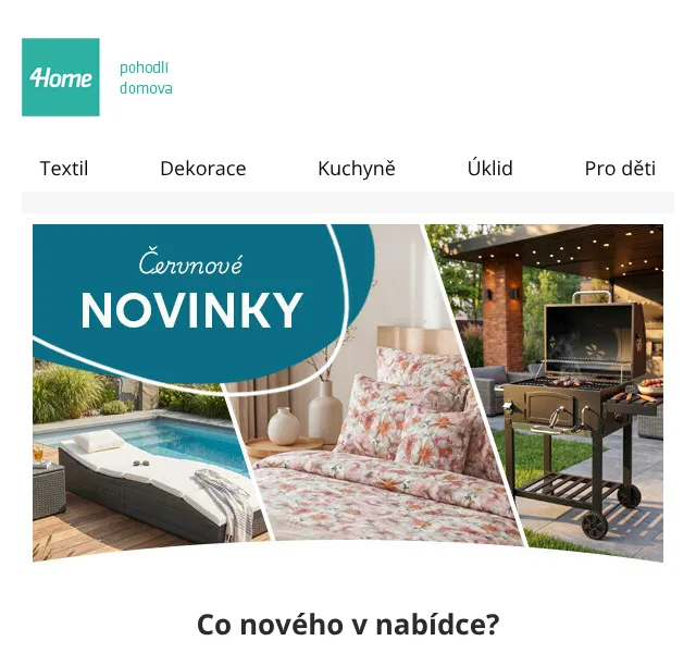 4home.cz: Povlečení, zahrada a kuchyně – sleva až 81 % | Červen 2026