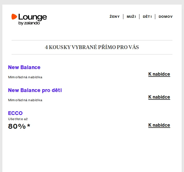 Lounge by Zalando: New Balance, ECCO, Vero Moda – slevy až 80 % – červenec 2026 | Nuslet.cz