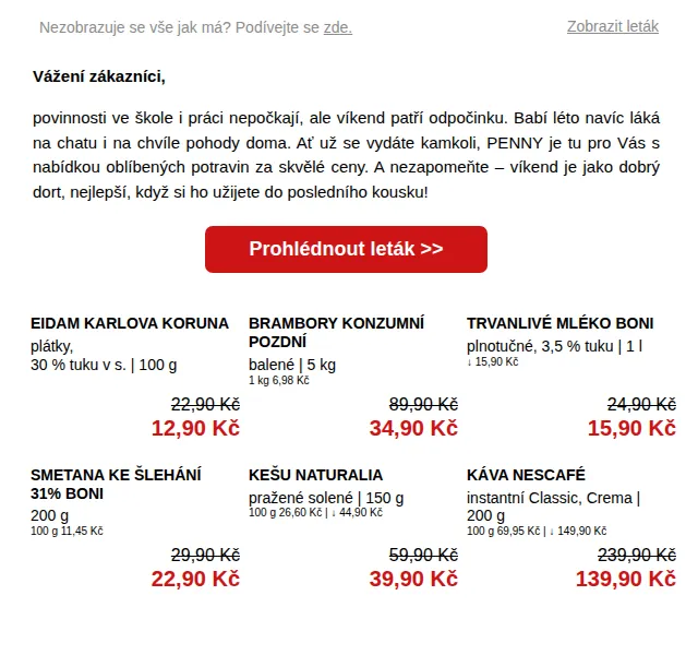 Penny: Brambory za 6,98 Kč/kg, Eidam od 99,90 Kč – září 2025 | Nuslet.cz