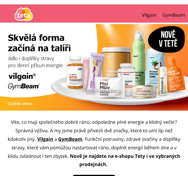 Teta drogerie: Vilgain a GymBeam – říjen 2026