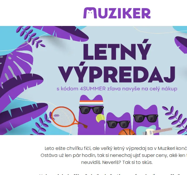 Muziker: Letní výprodej 4SUMMER – červenec 2026 | Nuslet.cz