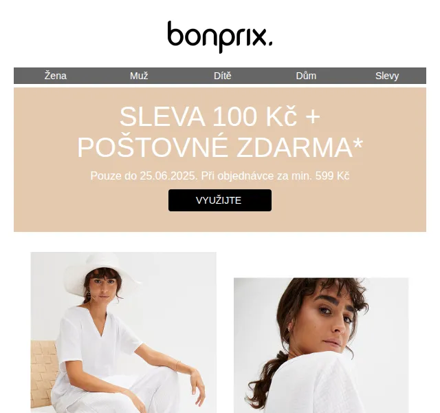 bonprix: SLEVA 100 Kč + poštovné zdarma – červenec 2026 | Nuslet.cz