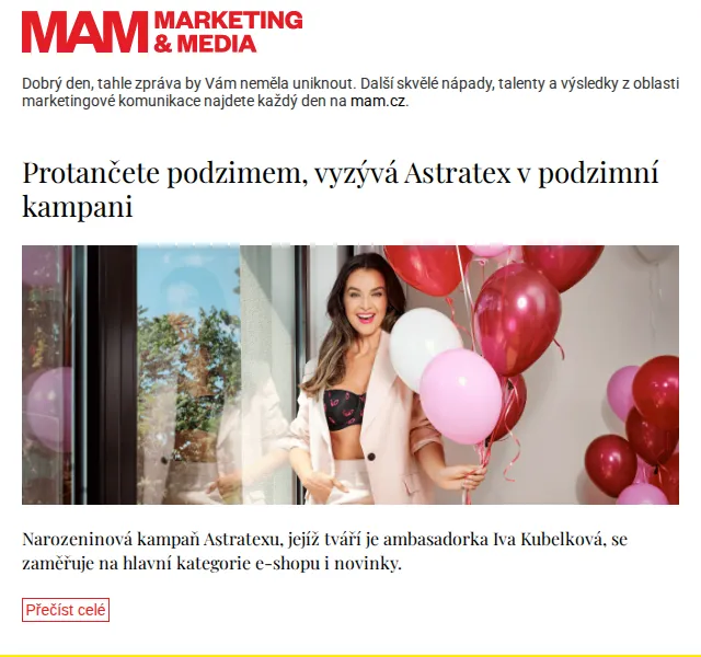 Marketing & Media: Protančete podzimem s kampaní Astratex – červenec 2026 | Nuslet.cz