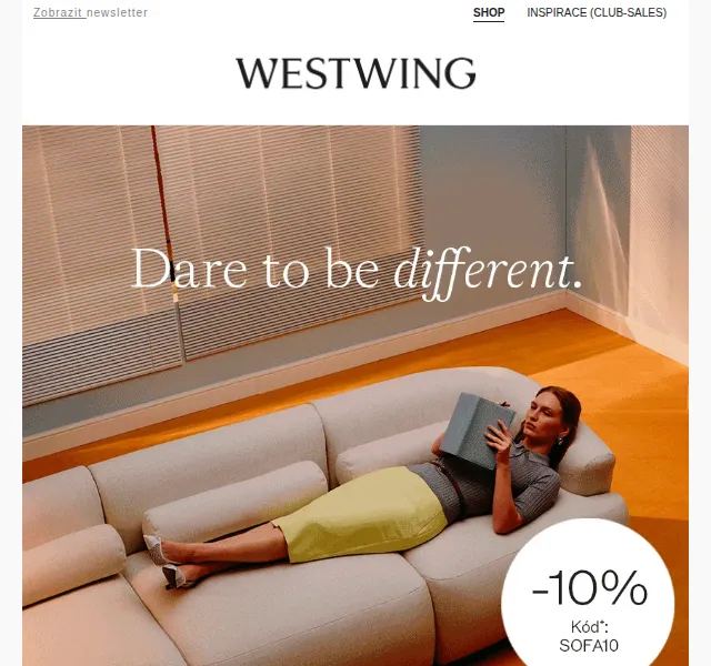 Westwing: -10 % na pohovky Westwing Collection – červenec 2026 | Nuslet.cz