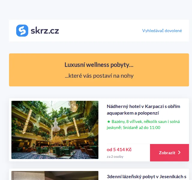 Vánoce na Skrz: Luxusní wellness pobyty od 3 168 Kč – červenec 2026 | Nuslet.cz
