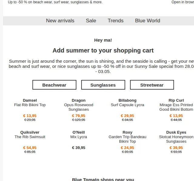 BLUE TOMATO: Sunny Sale – slevy až 50 % na plážovou módu – červen 2026 | Nuslet.cz