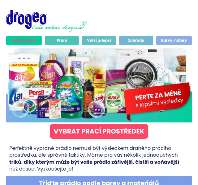 Drogeo: Prací prostředky od 19,90 Kč – srpen 2026