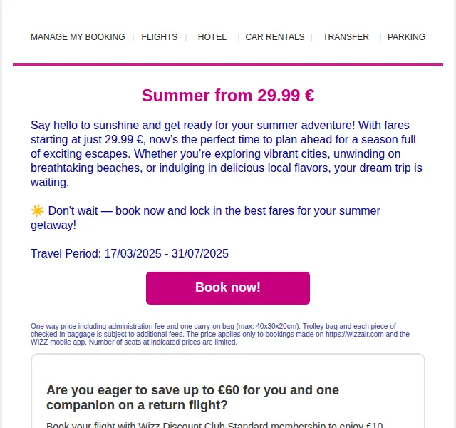 Wizz Air: Letenky od 29.99 € na léto – červenec 2026 | Nuslet.cz