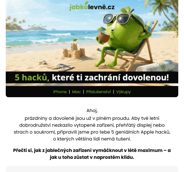 JabkoLevně: Apple hacky na léto – červenec 2026 | Nuslet.cz