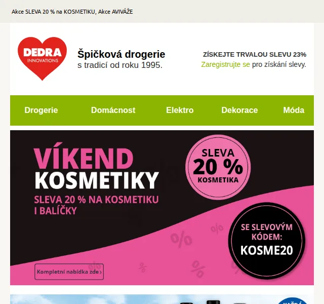 Novinky DEDRA INNOVATIONS: Sleva 20 % na kosmetiku – červen 2026 | Nuslet.cz