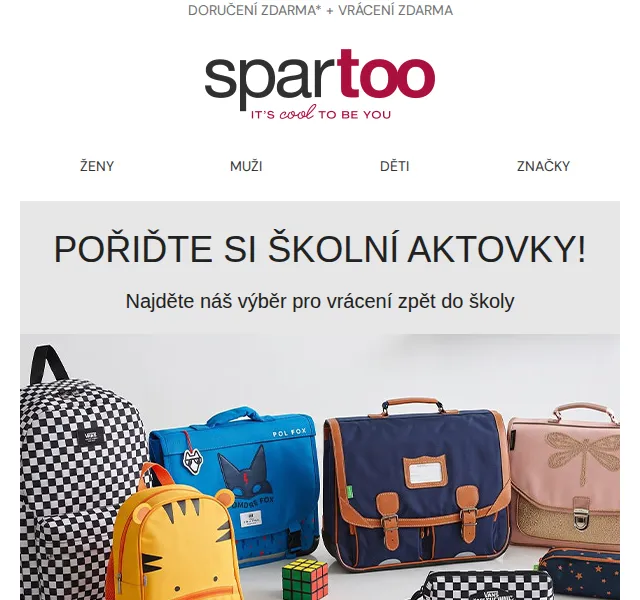 Spartoo.cz: Školní aktovky na nový školní rok – srpen 2026