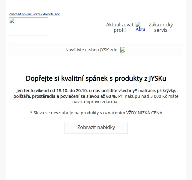 JYSK: Dny zdravého spánku – slevy až 60 % a doprava zdarma – červenec 2026 | Nuslet.cz