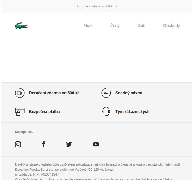 Lacoste: Tenisky s dopravou zdarma – červen 2026 | Nuslet.cz