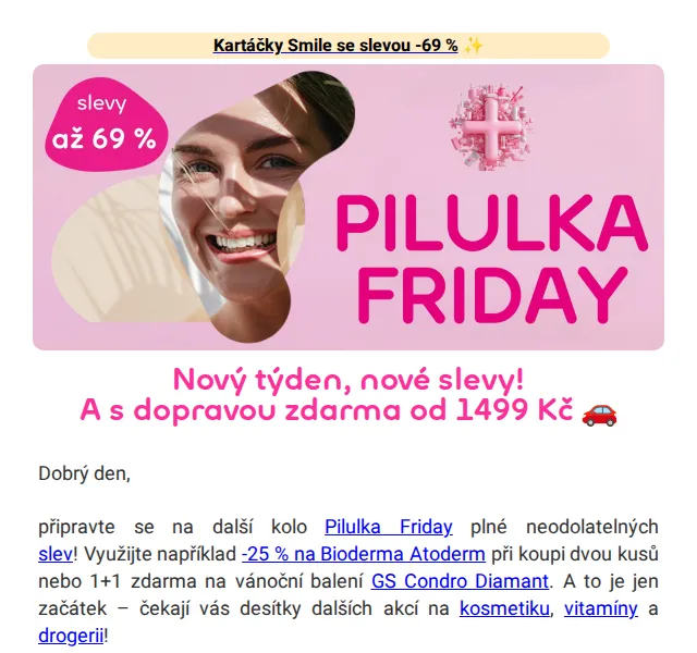 Pilulka.cz: Slevy až -69 % na Pilulka Friday – červenec 2026 | Nuslet.cz