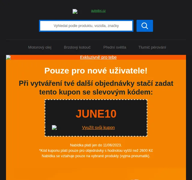 Autodoc.cz: Sleva 260 Kč na autodíly – červenec 2026 | Nuslet.cz