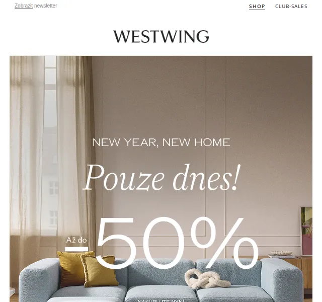 Westwing: Lednový výprodej až -50 % – červenec 2026 | Nuslet.cz