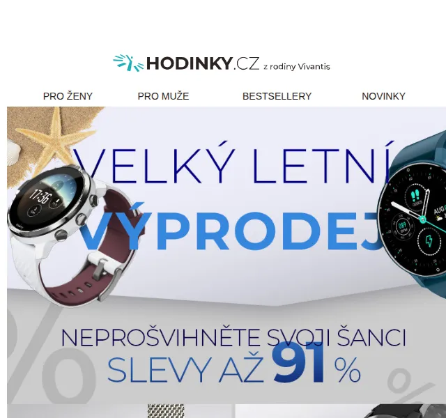 Hodinky.cz: Velký letní výprodej – slevy až 91 % – červen 2026 | Nuslet.cz