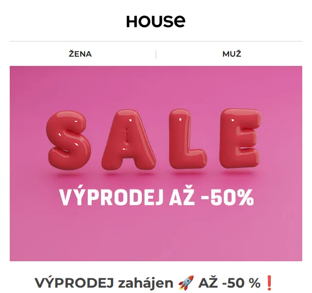 HOUSE výprodej až -50 % – červen 2026 | Nuslet.cz