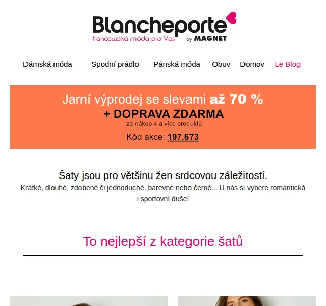 Blancheporte: Šaty sleva až -70 % – červen 2026 | Nuslet.cz