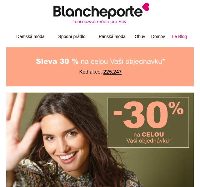 Blancheporte: -30 % na sladěné outfity – červenec 2026 | Nuslet.cz