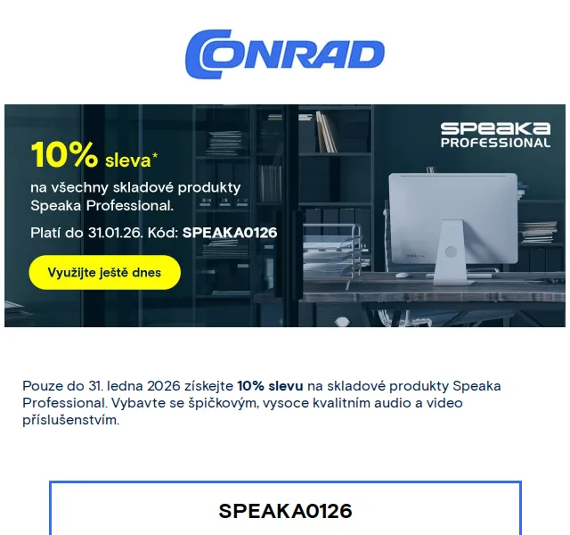 Conrad Electronic: 10% sleva na Speaka Professional – červenec 2026 | Nuslet.cz