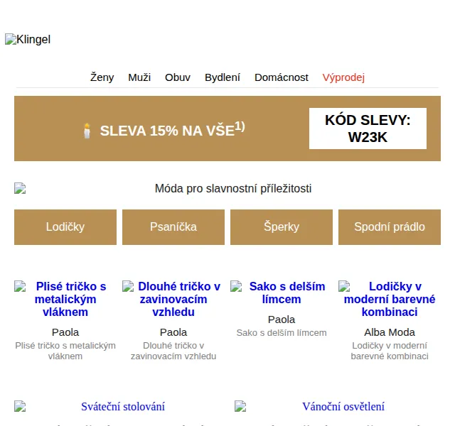 KLiNGEL.cz: 15% sleva na vše + dárek zdarma – červenec 2026 | Nuslet.cz