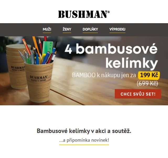 BUSHMAN: set bambusových kelímků za 199 Kč – červenec 2026 | Nuslet.cz