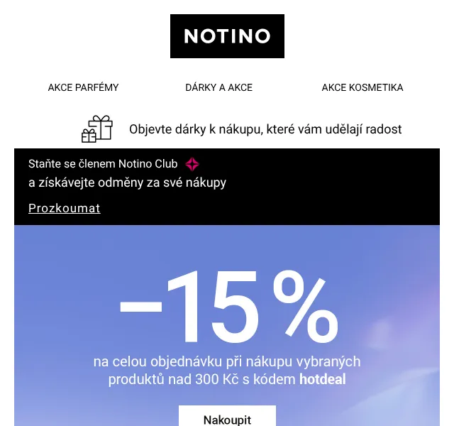 Notino: −15 % na parfémy a kosmetiku – srpen 2026