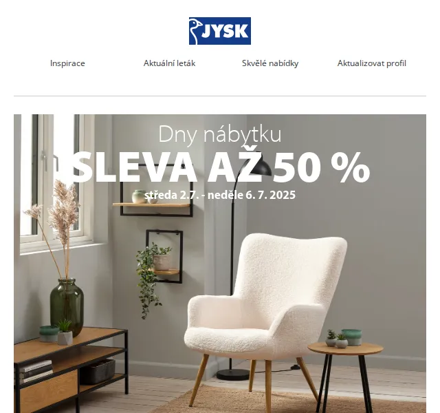 JYSK: Slevy až 50 % na nábytek – červenec 2026 | Nuslet.cz