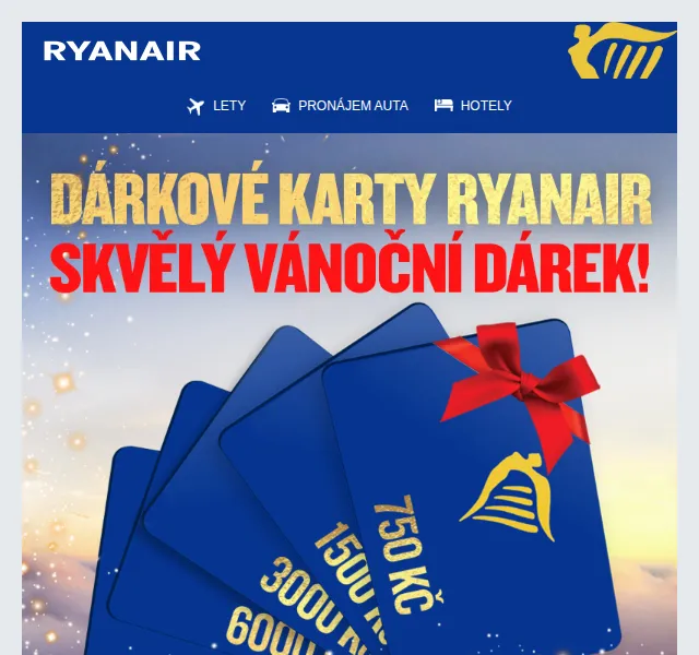 Ryanair: dárkové poukázky na lety – červenec 2026 | Nuslet.cz