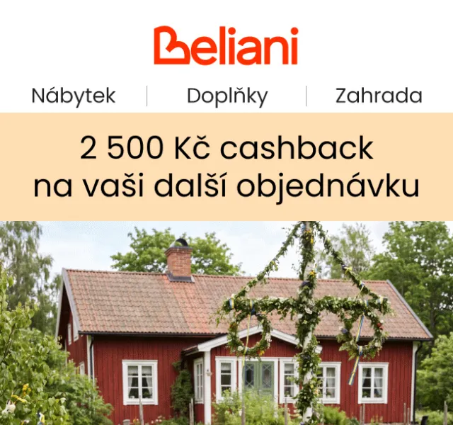 Beliani.cz: 2 500 Kč cashback na nábyt – červen 2026