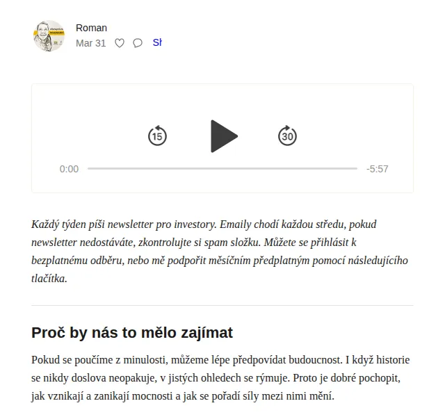 Substack: Ray Dalio o změně světového řádu – červen 2026 | Nuslet.cz