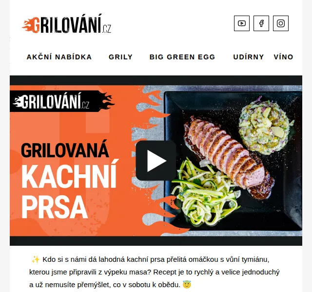 Grilování.cz - Tomáš Dytrych: Kachní prsa s Broil King Baron – červen 2026 | Nuslet.cz