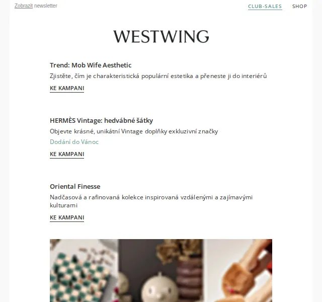 Westwing: Mob Wife Aesthetic, Hermès šátky i dárky – červenec 2026 | Nuslet.cz