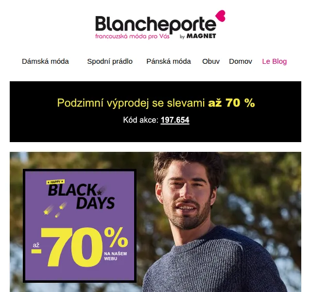 Blancheporte: Pánská móda se slevou až 70 % – červenec 2026 | Nuslet.cz