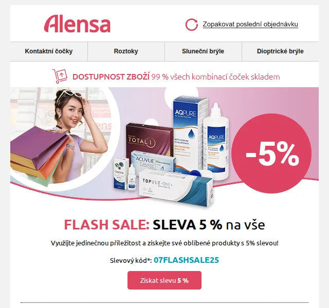 Alensa: SLEVA 5 % na vše – červenec 2025 | Nuslet.cz