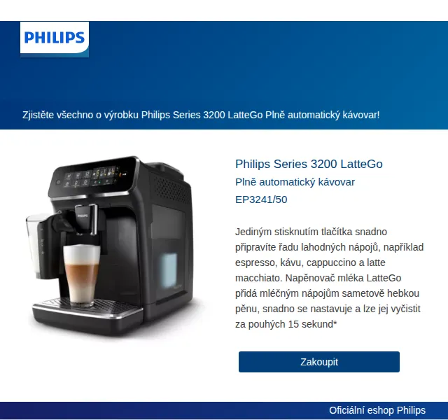 Philips: Kávovar Series 3200 LatteGo – červenec 2026 | Nuslet.cz