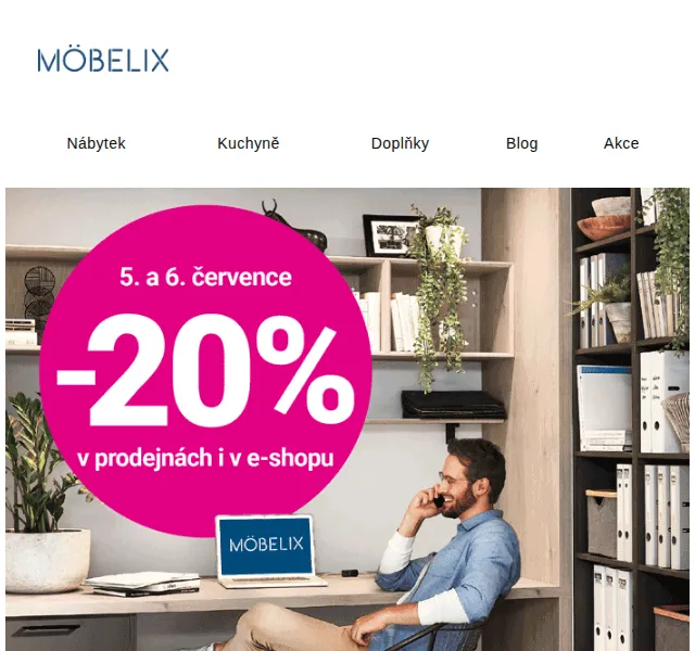 Möbelix: sleva 20 % na nábytek – červen 2026 | Nuslet.cz