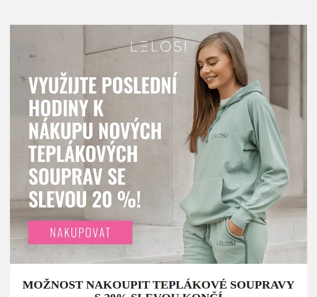 LELOSI: 20% sleva na teplákové soupravy – červen 2026 | Nuslet.cz