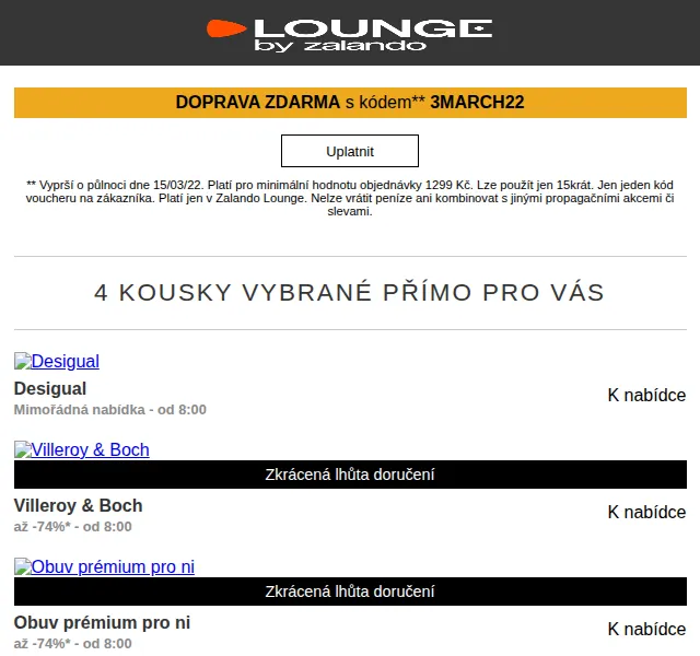 Lounge by Zalando: Desigual, Villeroy & Boch – až -75 % červen 2026 | Nuslet.cz