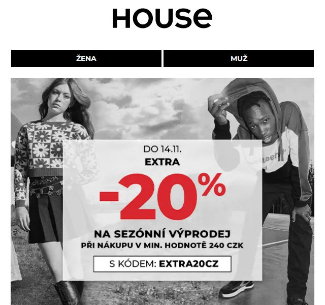 HOUSE: extra 20% na sezónní výprodej – červen 2026 | Nuslet.cz