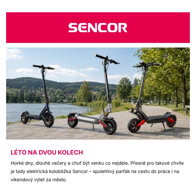 Sencor: Elektrické koloběžky se slevou – červenec 2026