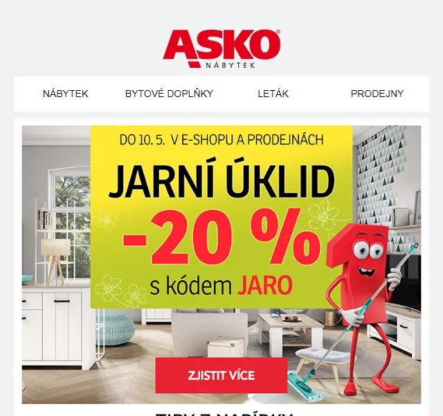 Asko Nábytek: SLEVA 20 % s kódem JARO – červen 2026 | Nuslet.cz